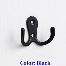 레트로 6개 코트 훅 벽걸이형 수건 걸이 모자 의류 가정용 수납 벽 이중, Black-6Pcs