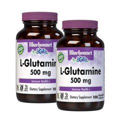 블루보넷 L-글루타민 500mg 캡슐 Bluebonnet L-Glutamine, 100정, 2개