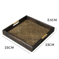 爆款泡茶盤 實木托盤 茶具托盤 泡茶盤 幹泡盤 竹木茶盤 餐盤 點心盤 菜盤 竹編茶盤 木質托盤 泰式托盤, 1個, 正方形小號23*23釐米