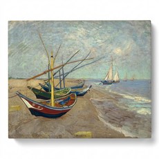고흐 생트마리의 해변에 있는 어선 명화그림 60x50cm 코튼캔버스 아트프린팅 인테리어액자, 캔버스판넬