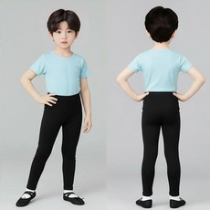 [에스투에이] 국산 남아용 상의 반팔티 +하의 검정 9부바지 발레복 세트 유아 초등 어린이 남아발레복 세트