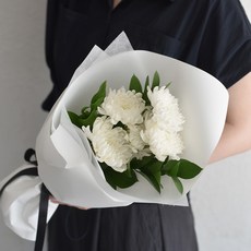 마이플랜트 생화 성묘 국화 꽃다발 조문 산소꽃 헌화용, 1개, 화이트