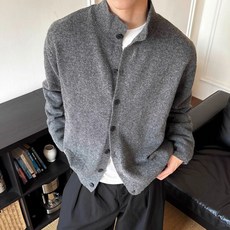 美式復古立領針織開衫 慵懶紳士風休閒情侶毛衣外套