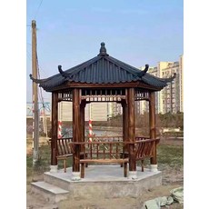 당당상점 야외나무정자 오두막 바베큐장 데크 원두막, 육각형 3.2m 수지 판자