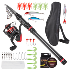 블루웨이브 캠핑 루어 낚시대 풀세트 바다낚시 계곡낚시다용도, 블랙