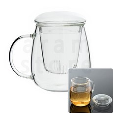 반이몰 뚜껑있는 내열 유리 컵 거름망 찻잔 차우리는 컵 500ml 내열머그컵 내열유리머그