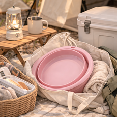 유즈오 접이식대야 접히는대야 욕실세수대야, 핑크, 1개
