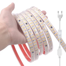 220V 스위치 LED 스트립 조명 5m 10m EU 전원 플러그 키트 2835 유연한 테이프 방수 따뜻한 자연 흰색, 01 발광 색상 8, 09 30m, 02 하얀색