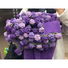 모미얀 뾰족장미 블랭킷 꽃다발 담요 DIY 키트*유투브 무료 영상 포함, 보라100cm(몸통 보라), 1개