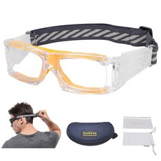 SooGree 농구 축구 축구 고글 김 서림 방지 보호 스포츠 고글 안경 남성 여성용, Ransparent Frame Orange Pad