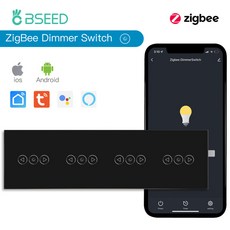BSEED Zigbee 터치 조광기 스위치 스마트 라이트 Tuya 라이프 제어 플러스 EU 전원 소켓 USB Typec 유리 패, 16 Quadruple Dimmer