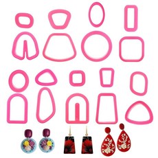 Ptwola 18피스 폴리머 클레이 커터 플로럴 클레이 귀걸이 커터 스프링 폴리머 클레이 커터 클레이 귀걸이 제작 주얼리 편안한 몰드 모양 도구 세트 폴리머 주얼리, Ptwola 18피스 폴리머 클레이 커터, 플로럴 클레