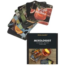 IrON 온 & Glory Mixologist 칵테일 레시피 카드 음료 컵받침 | 홈 바 액세서리 및 카트 세트용 북용