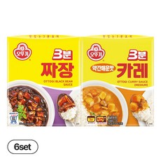 오뚜기 3분 카레 약간매운맛 6개+짜장 6개, 12개, 200g