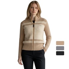 메인펄 여성 골프 방풍 꽈배기 모혼방 반목 풀집업 니트 자켓 MWJKW681