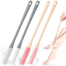 4팩 토 갭 클리닝 브러시 39.9cm(15.7인치) 길이의 손잡이 실리콘 발가락 틈새 브러시 및 각질 제거 부드러운 샤워 노인 남성 여성 노인을 위한 발 관리(그레이+핑크), 4팩 토 갭 클리닝 브러시, 39.9cm(15.7인치)
