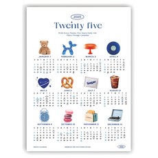 funyz 2025 年物件海報日曆新年日曆 A2 大號, 1個, 混色