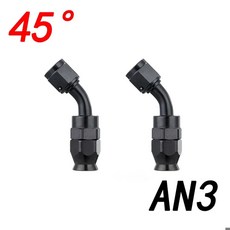 커플러 스틸 레이싱 PTFE 어댑터 AN8 스위블 호스 연료 스테인리스 오일 브레이드 호스 엔드 피팅 8AN 나일론 쿨러 브레이크 라인 1-6M 파이프 E85, 18)2Pcs AN8 45 Black