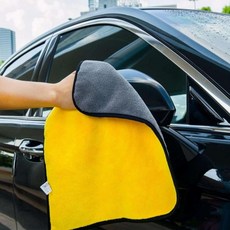 드라잉 왁스 버핑 세차타월 양면 손걸레 광택 셀프 차량 극세사 타올 수건, 그래이엘로, 1개