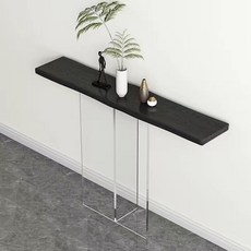 實木藝術條案桌 靠牆玄關櫃 現代簡約入戶櫃 亞克力支架, 80*30*73亮光黑（厚3cm）