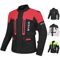 BYKR 어드벤처 투어링 오토바이 재킷 남성 및 여성용 엔듀로 바이커 텍스타일 라이딩 기어 CE 아머드 블랙. 414599, XX-Large, 레드