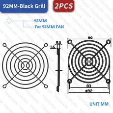 손가락 92mm 보호망 컴퓨터 120mm 메쉬 80mm 140mm 2개 케이스 그릴 금속 60mm 5개입 90mm, 2PCS 90MM Grills