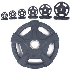 포스스포츠 5구핸들 고무 중량원판(50mm) 1.25kg~20kg/바벨/플레이트/역기봉/중량봉, 블랙, 1개, 1.25kg