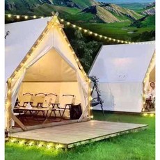 야외 삼각형 철골구조 루트탑 캠핑 커피숍 바비큐, 2X2 베이지 (2-4인)