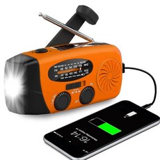 비상 핸드 크랭크 라디오 LED 손전등 3개 AM/FM NOAA 기상 라디오 SOS 알람이 있는 2000mAh 휴대용 라디오 USB-C 충전 및 SOS 알람 및 실내/실, 주황색