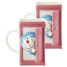 썬아트 어디로든 문 머그컵 아임 도라에몽, 화이트+핑크, 2개