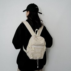 新款戶外雙肩包撞色登山包可愛學生書包輕便旅行包輕薄野外小揹包, 奶油白