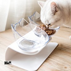 고양이 2구식기 투명 고양이그릇 반려동물밥그릇 고양이식탁