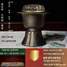 전기 향로 타이머 버너 인테리어 향기소품 충전식 법당용, 도금 온백색 대나무잎 뚜껑 포함, 기본 색상