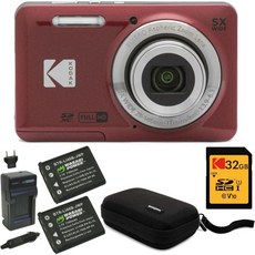 똑딱이 카메라 브이로그 업무용 32GB SD 카드 케이스 배터리 여행용 충전기가 포함된 코닥 픽스프로 친화적인 줌 FZ55 디지털 카메라빨간색 번들4개 품목, 똑딱이 카메라 브이로그 업무용 32GB SD 카드 케이