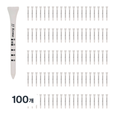 제이제이홈 스텝조절 우드 골프티, 100개, 화이트