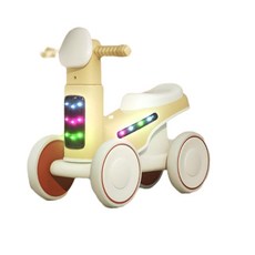 兒童平衡車 四輪滑行車 附音樂燈光 靜音耐磨輪, 卡其色 音樂燈光 靜音耐磨輪, 1套
