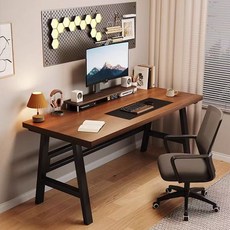 컴퓨터 책상 1인용 1200 게이밍 사무용책상 일자 책상, 나무색