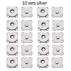 자석 스냅 버튼 메탈 매화꽃 모양 바느질 클라스프 지갑 핸드백 의류 액세서리용, 1개, 3. 10 Sets Silver