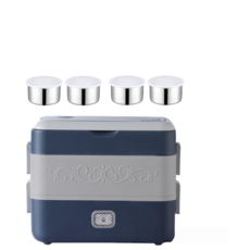 직장인 가열 도시락통 전기도시락 보온 도시락 2단 대용량 런치박스, 푸른 색, 1개