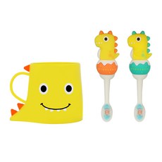 KC인증받은 올탐 유아 귀여운 아기공룡 어린이 칫솔, 노랑칫솔2+컵, 1개, 1개입