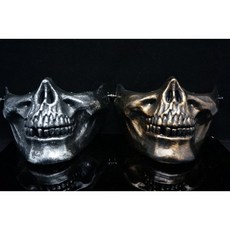發光派對屋 半臉野戰反恐面具CS骷髏面具 派對角色扮演道具 萬聖節面具, 銀灰色, 1個