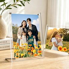 WHH 두꺼운 아크릴 액자 스탠드 탁상용 입식 인테리어 사진틀 5인치+6인치, 2개, 투명 2개, 투명