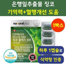 기억력 영양제 은행잎추출물 징코 헬시위듀 플라보놀배당체, 60정, 1박스