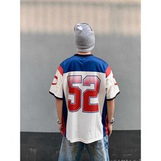 여름 미국 하이스트리트 No. 52 저지 반팔 티셔츠 남녀 트렌드 힙합 통기성 메쉬, 상세페이지 참고