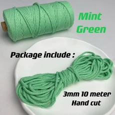3mm 11 야드 35 색상 옵션 Macrame 코드 코튼 로프 4 플라이 트위스트 Macrame 스레드 Macrame 용품 DIY 공, 01 3mm 10Meters, 24 Mint Green