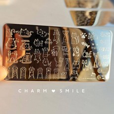 네일 템플릿 만화 캐릭터 스탬핑 플레이트 프렌치 라인 기하학 꽃 잎 동물 이미지 스테인레스 스틸 아트 스텐실, 옵션04) CJT-003, 1개