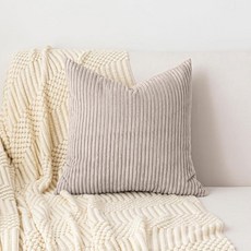 Yosodeko 롱 바디 요추 장식용 쿠션 커버 1개 세트 35.6x91.4cm(14x36인치) 머스타드 옐로우 부드러운 스트라이프 코듀로이 쿠션 케이스 모던 팜하우스 홈 데, 회갈색
