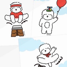 일러스트 강아지 엽서 세트 7종 캐릭터 문구용품 엽서꾸미기, 3 달봉이 점프