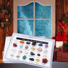 크리스마스 어드벤트 캘린더 선물 암석 광물 컬렉션 박스 실험 키트 장식용 정원, 기본