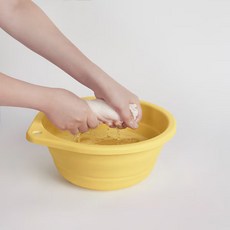 이케아 접이식 대야 다용도 세숫대야 욕실 휴대용 편리한 폴딩 버킷, 1개, 옐로27cm+DASHY행주